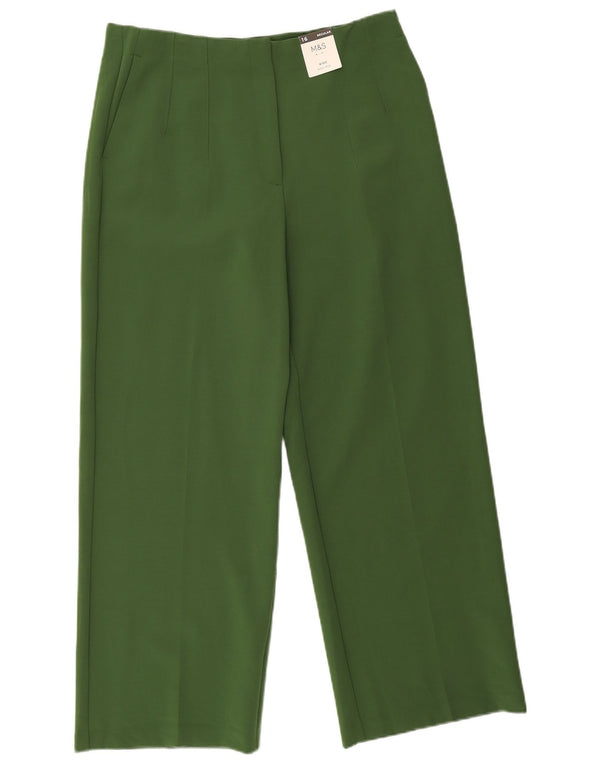 Marks & Spencer Pantalones casuales de cintura alta para mujer UK 46 Large W32 L28 Verde