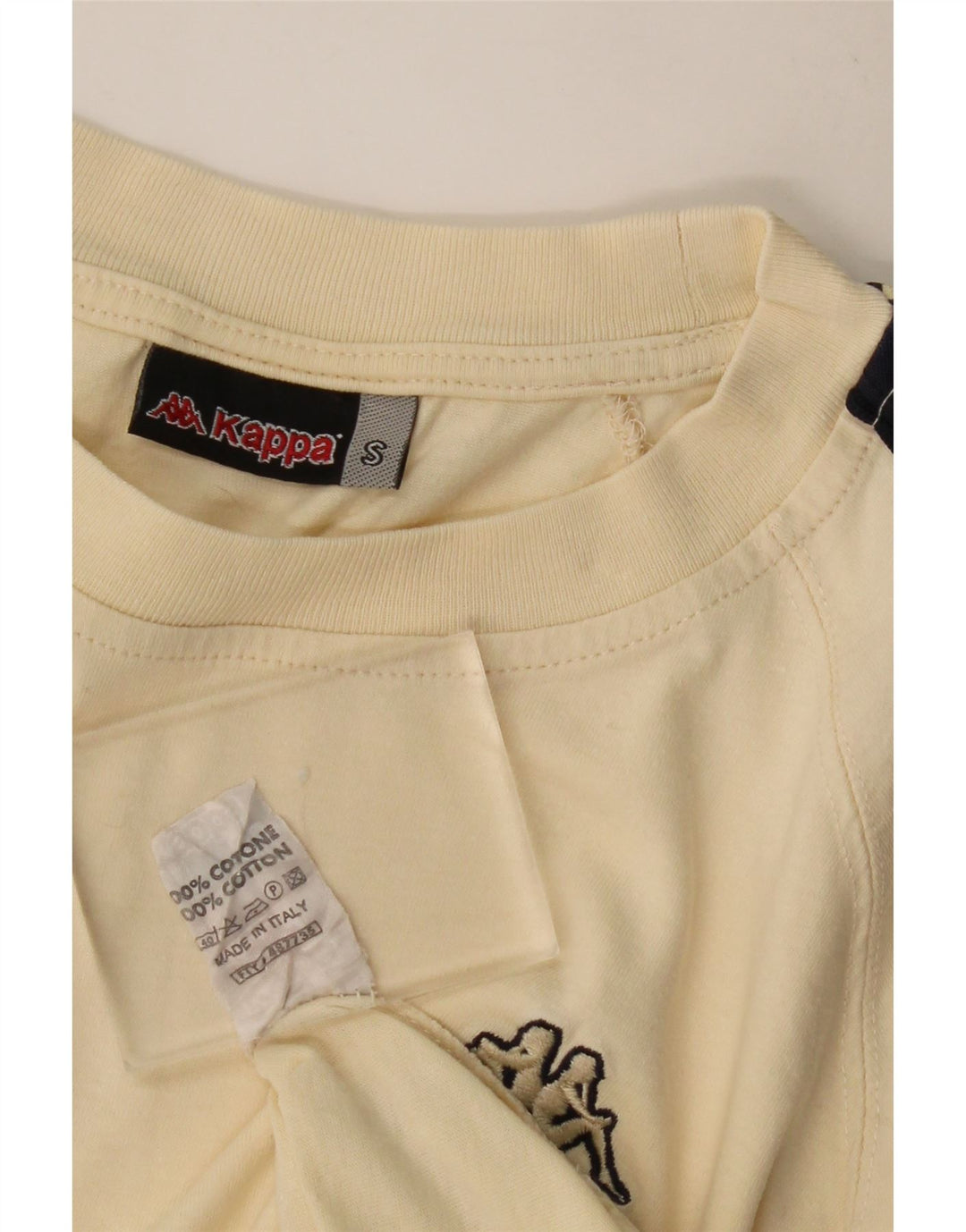 KAPPA Hombre Camiseta Gráfica Top Small Beige Colorblock Algodón