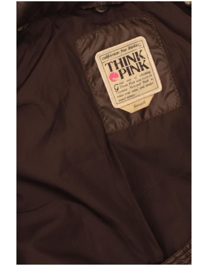 Think Pink Abrigo acolchado con capucha para mujer UK 10 Small Brown