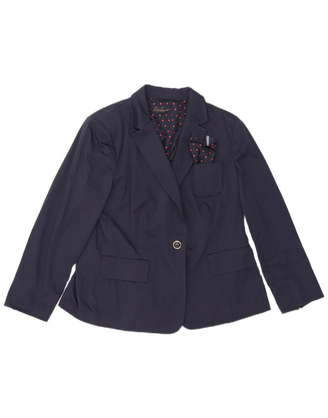 Luisa Spagnoli Chaqueta Blazer de 1 Botón para Mujer IT 50 XL Algodón Azul Marino