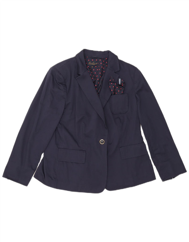Luisa Spagnoli Chaqueta Blazer de 1 Botón para Mujer IT 50 XL Algodón Azul Marino