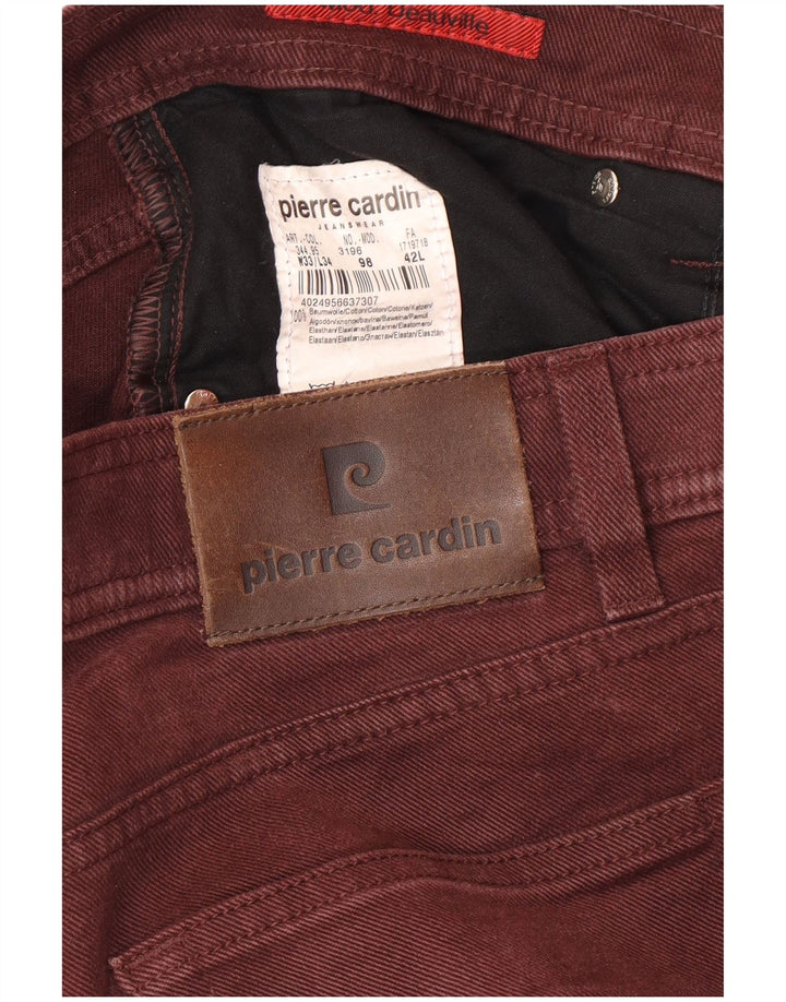 PIERRE CARDIN Vaqueros rectos para hombre W33 L34 Algodón granate