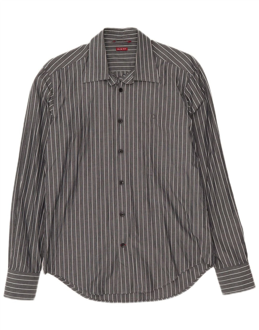 Camisa Carrera Slim Fit De Algodón A Rayas Gris Medio Hombre
