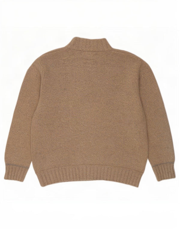 Murphy & Nye Suéter tipo jersey con cuello y cremallera para hombre XL Lana moteada en beige