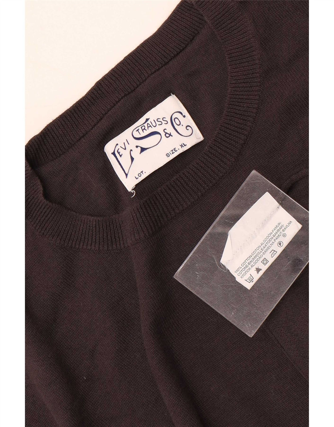 Levi's Jersey de cuello redondo para hombre XL Algodón marrón