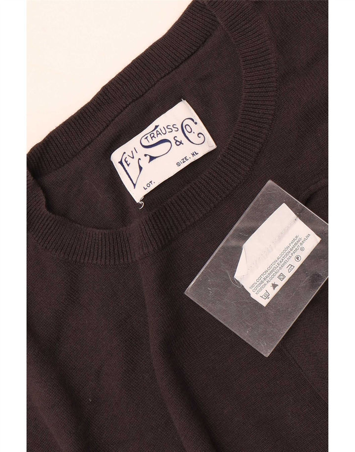 Levi's Jersey de cuello redondo para hombre XL Algodón marrón
