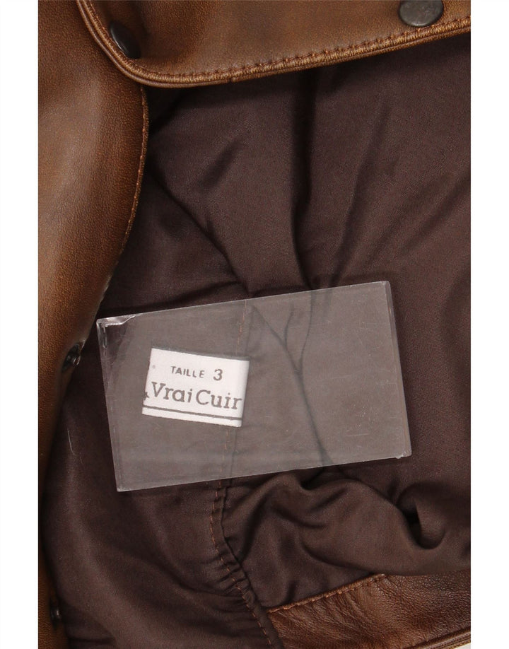 Chaleco de cuero vintage para hombre cuero marrón medio
