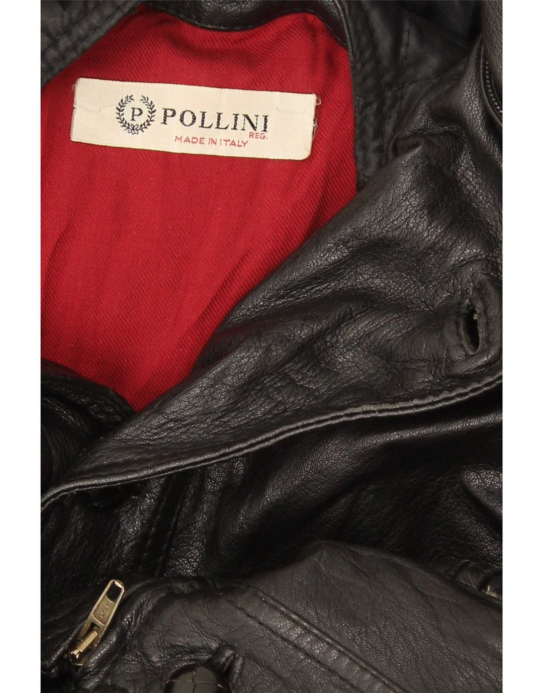 Pollini Chaqueta de cuero para hombre Reino Unido 40 Grande Negro