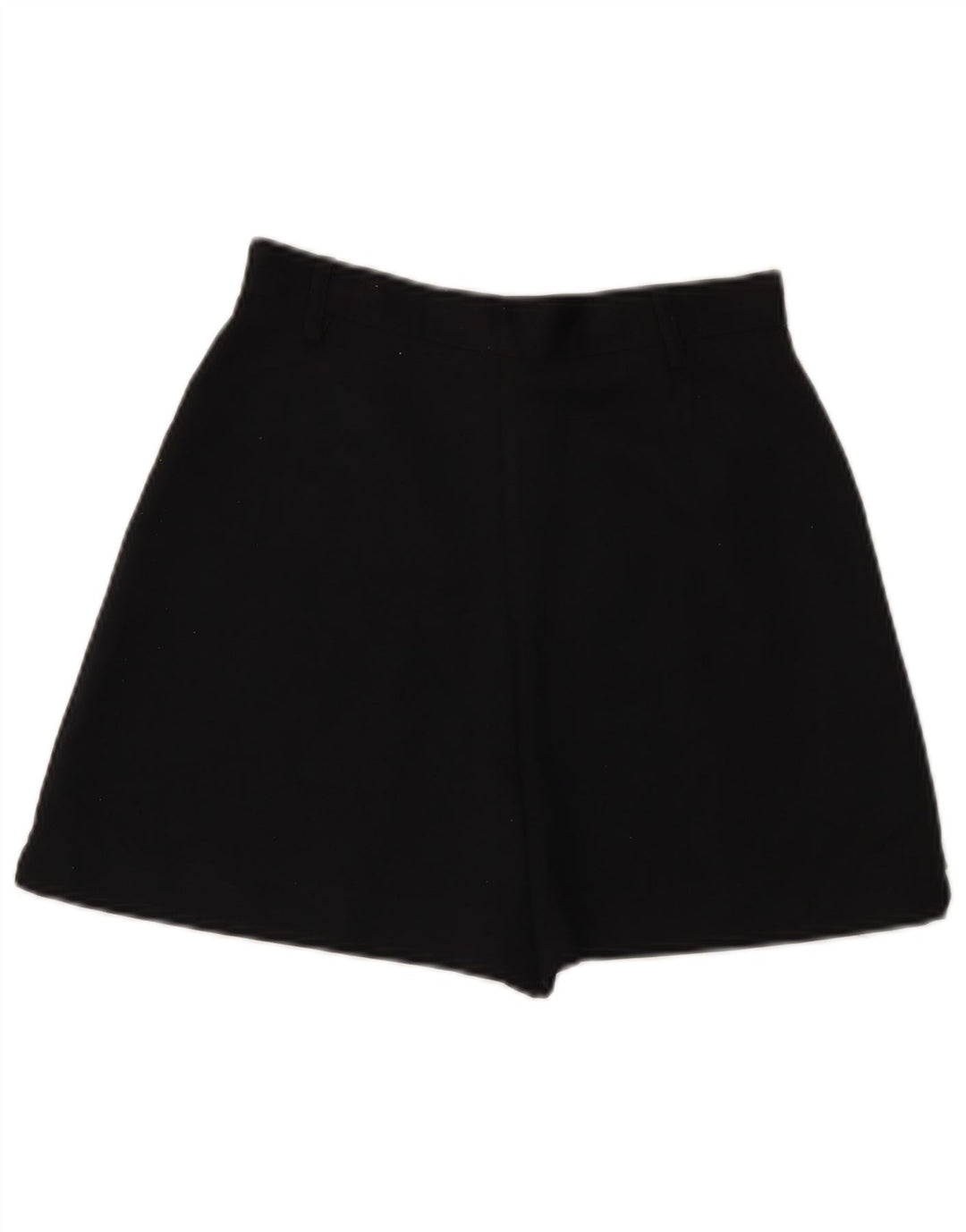 Pantalones cortos casuales de cintura alta para mujer vintage pequeños poliéster negro W26