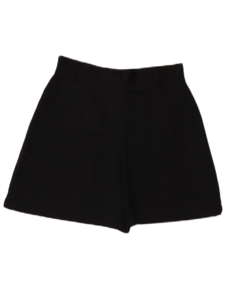 Pantalones cortos casuales de cintura alta para mujer vintage pequeños poliéster negro W26