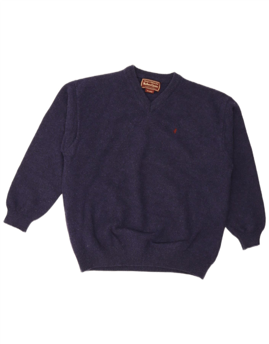 Marlboro Classics - Jersey con cuello en V para hombre, talla 2XL, lana azul marino