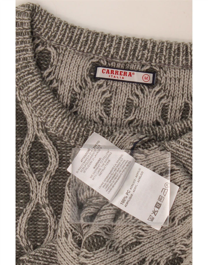 CARRERA Jersey de cuello redondo para hombre suéter acrílico geométrico gris medio