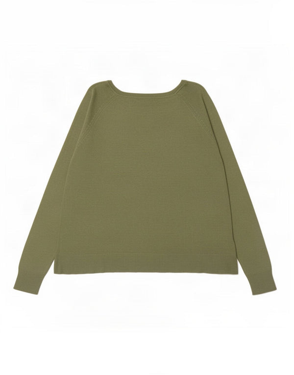 Zara Jersey Suelto con Cuello Barco para Mujer UK 40 Verde Medio