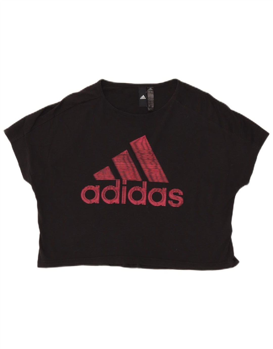 ADIDAS Camiseta corta gráfica para mujer Reino Unido 12/14 Algodón negro mediano