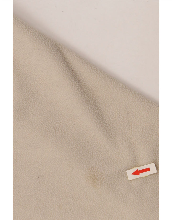 KAPPA Jersey de forro polar con cuello y cremallera para hombre, tamaño grande, poliéster blanco roto