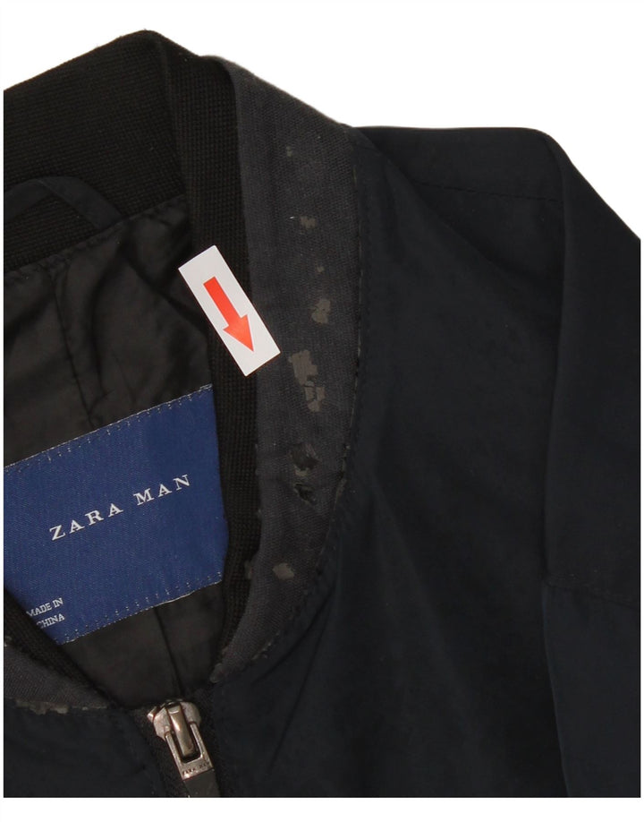 Zara Chaqueta Bomber para Hombre UK 40 Grande Poliéster Azul Marino