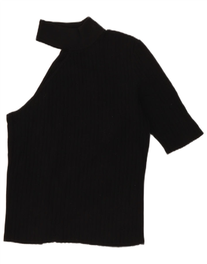 Zara Mujer Crop Top De Un Hombro Reino Unido 42 Mediano Nylon Negro