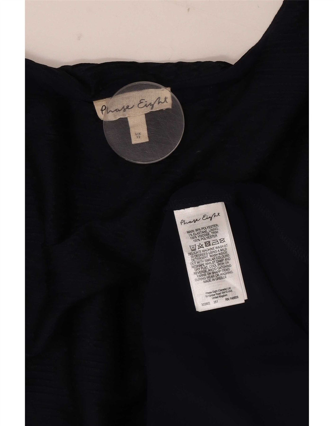 Phase Eight Blusa asimétrica de manga 3/4 para mujer UK 40 Azul marino mediano