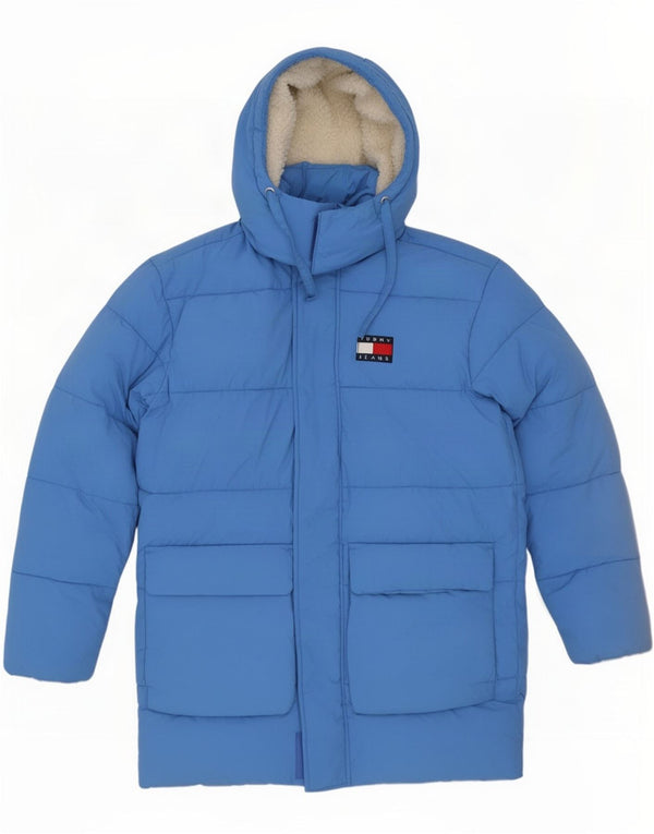 Tommy Hilfiger Abrigo acolchado con capucha para hombre UK 36 Small Azul