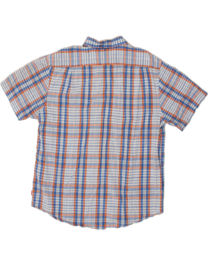 IZOD Mens Short Sleeve Shirt Large Blue Check Cotton Vintage Izod and Second-Hand Izod from Messina Hembry 