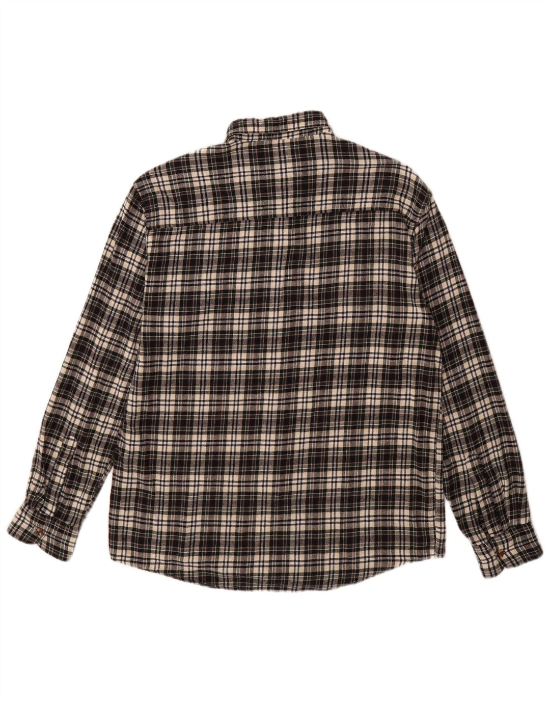 Vintage hombres franela camisa grande negro cheque algodón