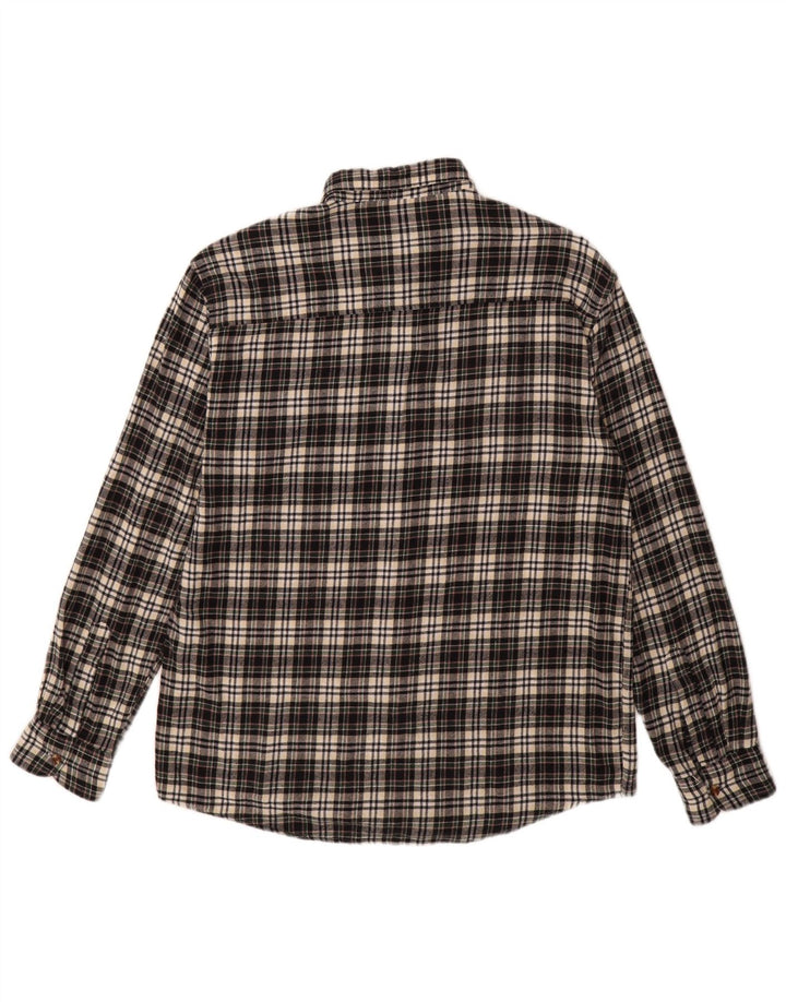 Vintage hombres franela camisa grande negro cheque algodón