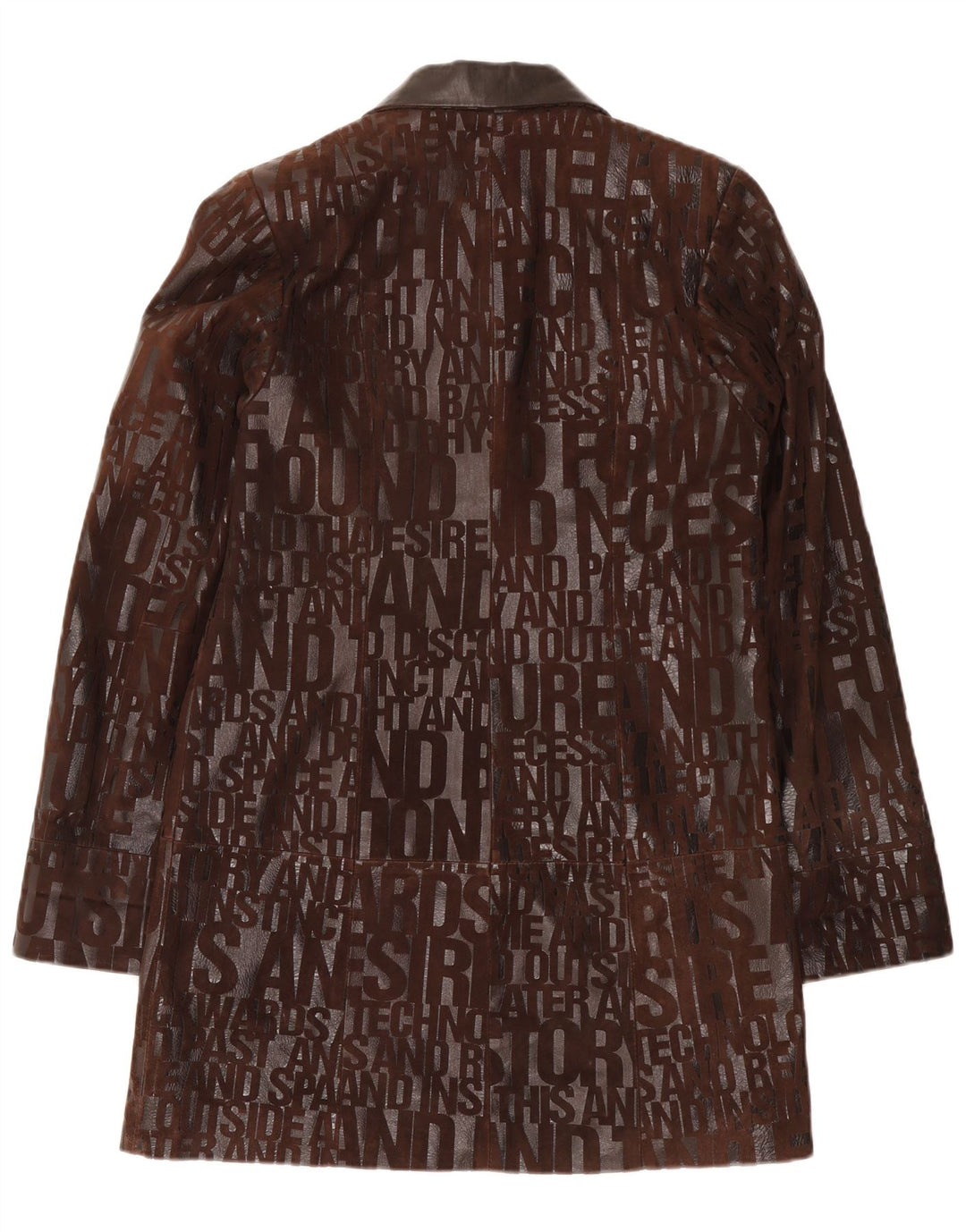 Vintage mujer gráfico cuero abrigo Reino Unido 14 cuero marrón medio