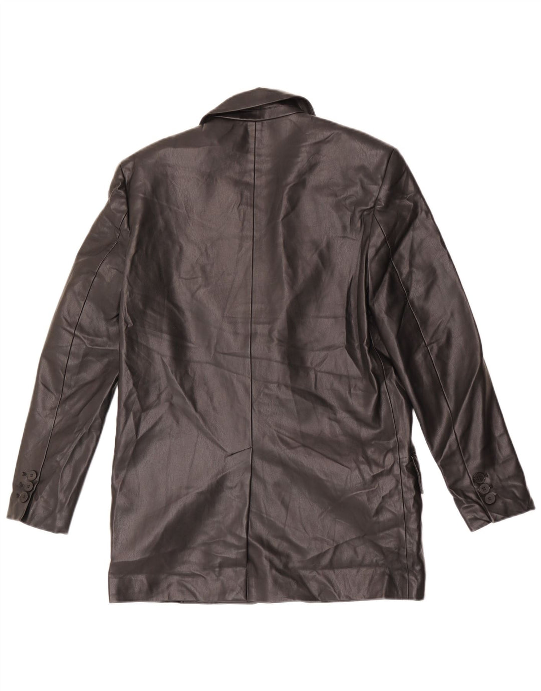 Zara Chaqueta Blazer Extragrande De Piel Sintética Con 2 Botones Para Mujer UK 6 XS Negro