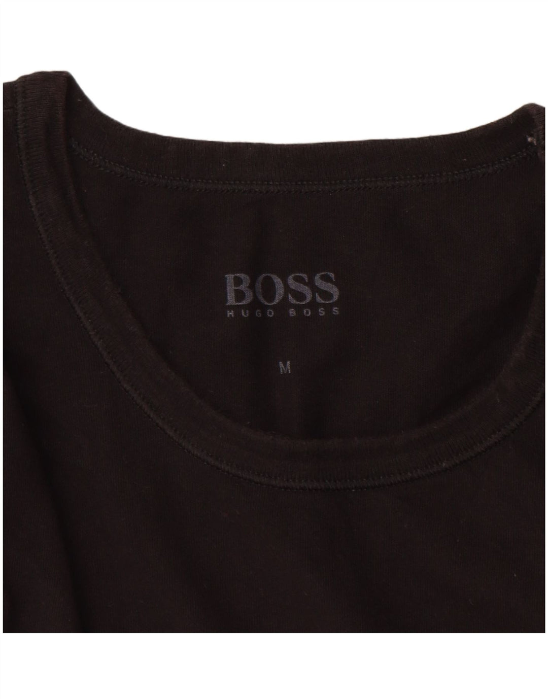 Hugo Boss Hombre Camiseta Top Medium Negro Algodón