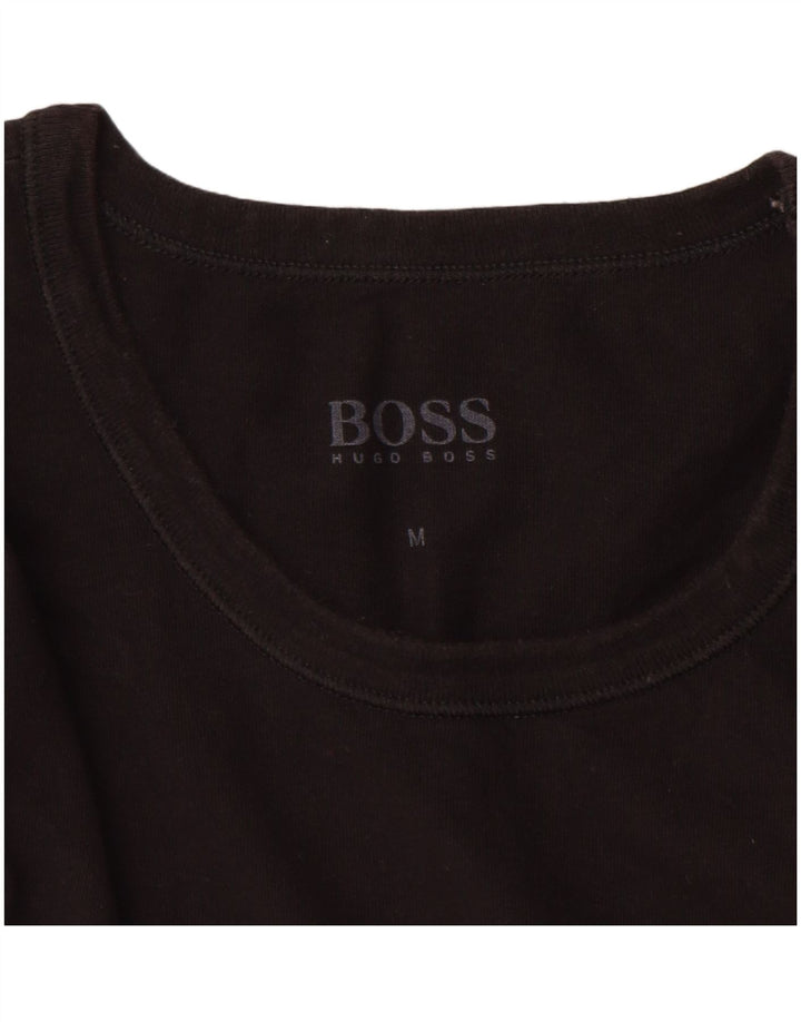 Hugo Boss Hombre Camiseta Top Medium Negro Algodón