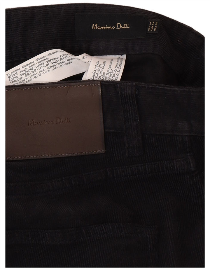 MASSIMO DUTTI Pantalón recto de pana para hombre EU 44 Large W36 L30 Negro