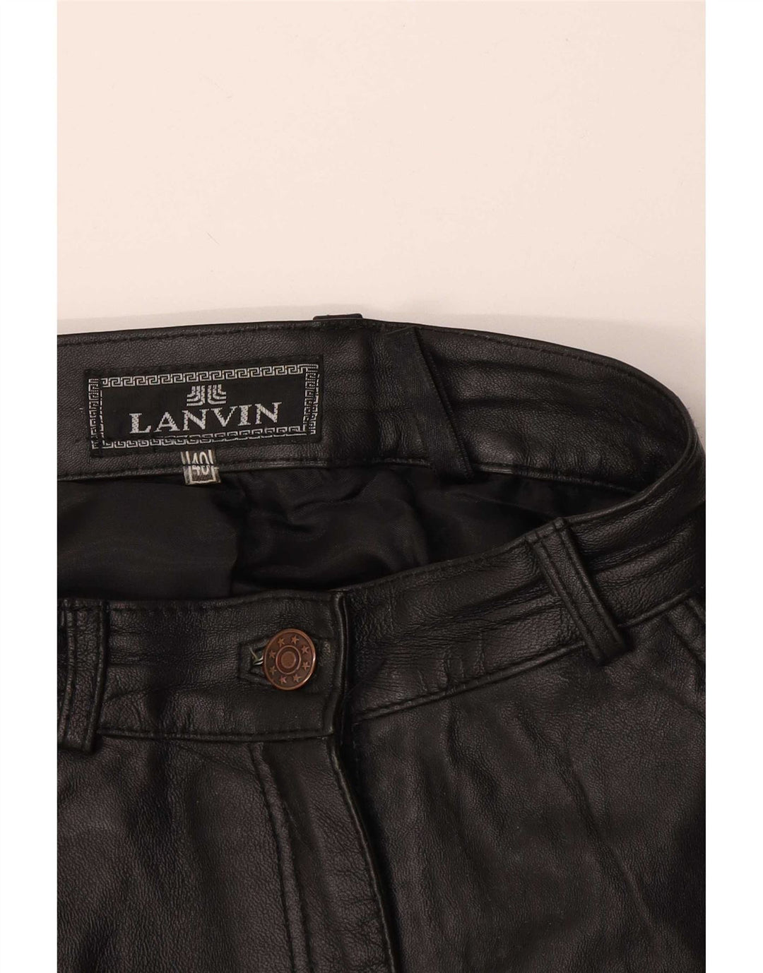 Lanvin Pantalones de cuero para mujer IT 40 Small W28 L27 Negro