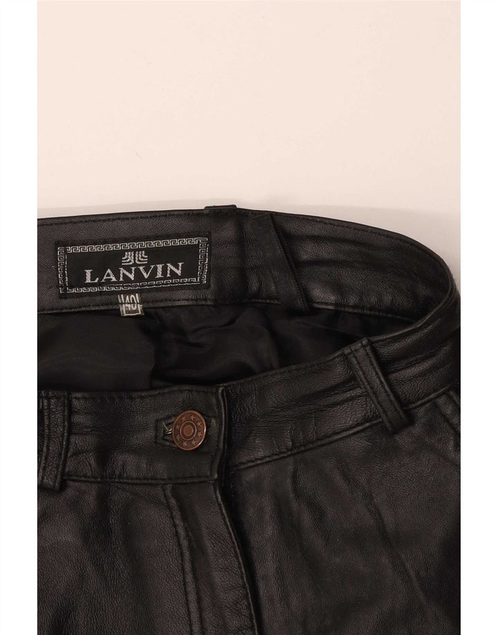 Lanvin Pantalones de cuero para mujer IT 40 Small W28 L27 Negro