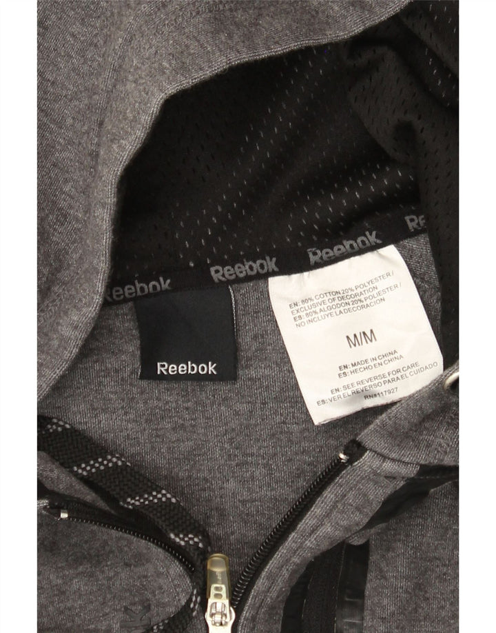 Reebok - Sudadera con capucha y cremallera para hombre, algodón gris medio