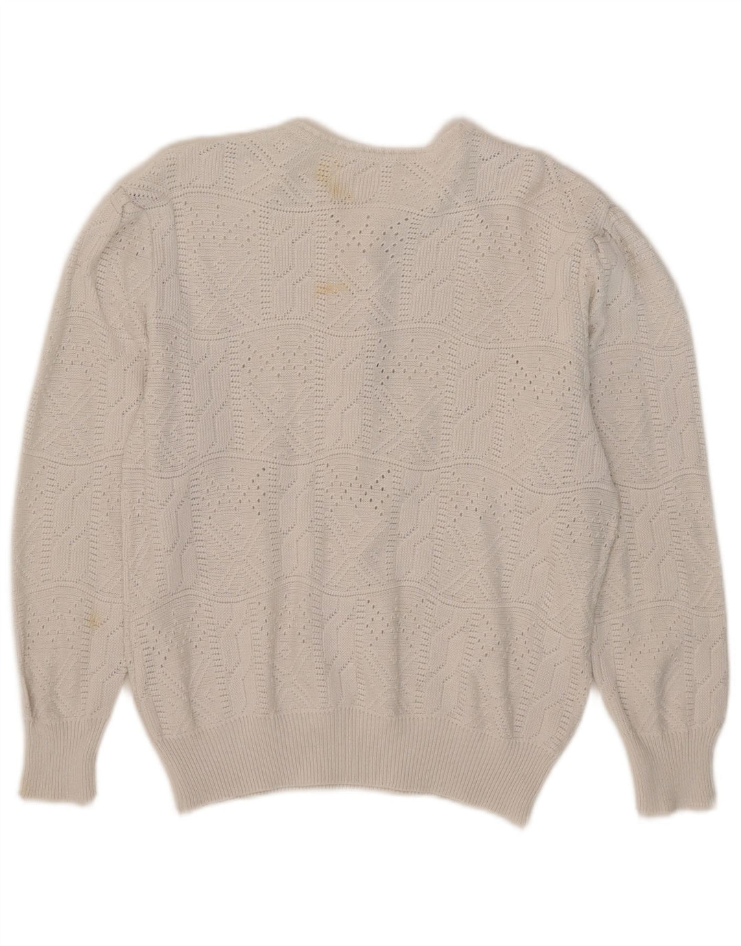Vintage mujer botón cuello jersey suéter IT 42 acrílico blanco medio