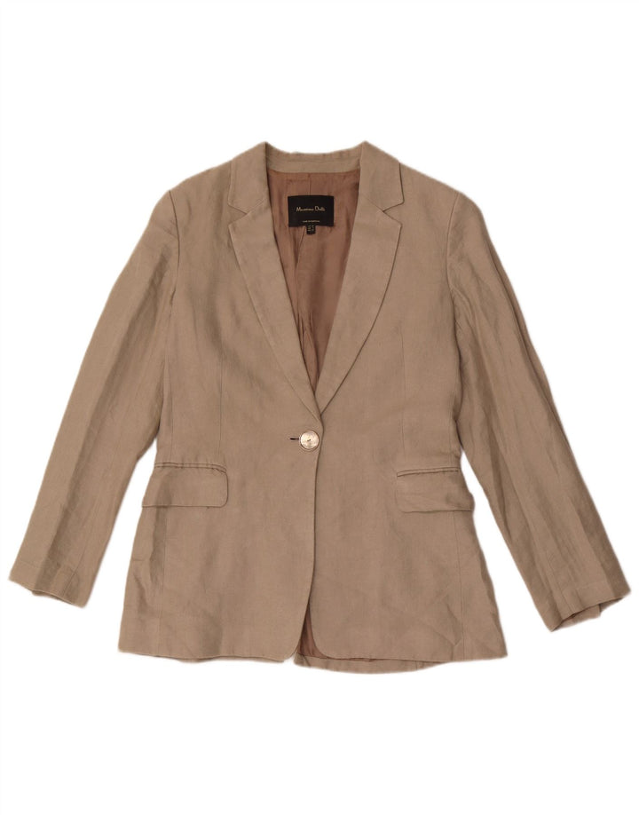 Massimo Dutti Chaqueta Blazer De 1 Botón Mujer EU 38 Small Gris Lino
