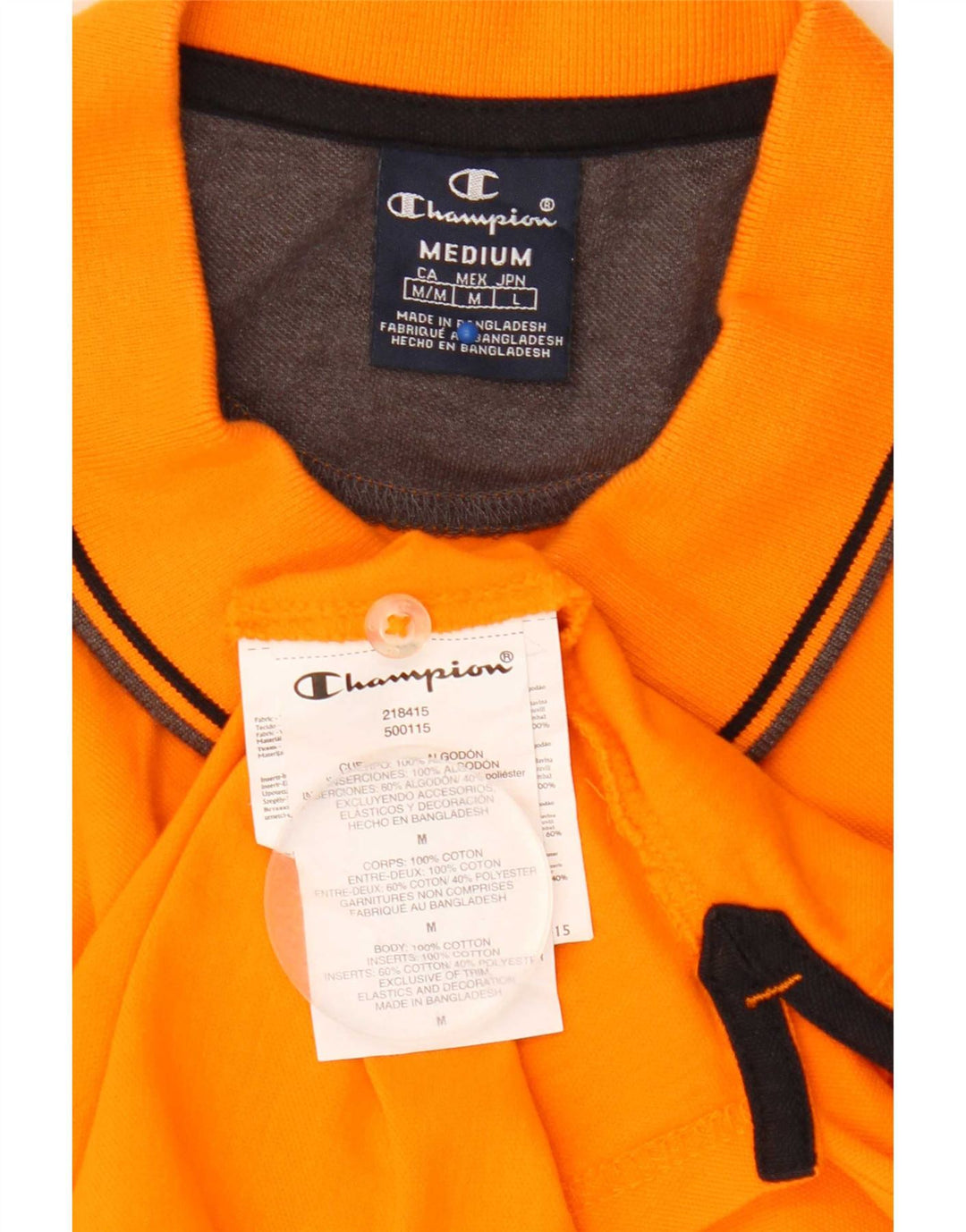 Champion Polo De Hombre De Algodón A Rayas Naranja Medio
