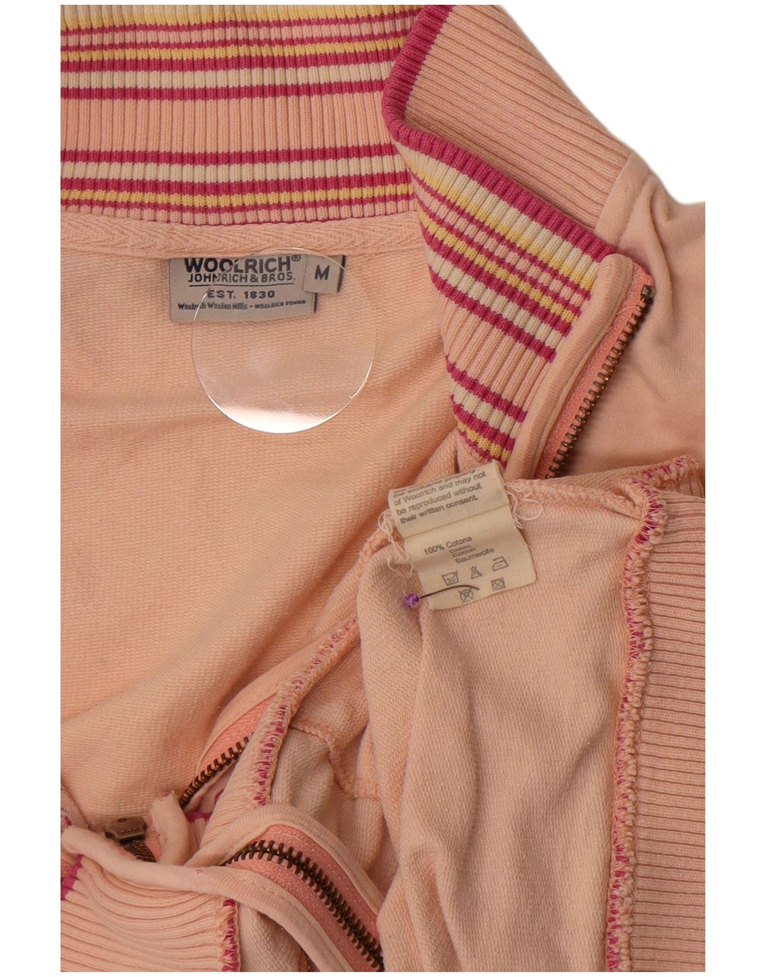 Woolrich Chaqueta superior de chándal con gráfico para mujer Reino Unido 40 Mediano Rosa Rayas