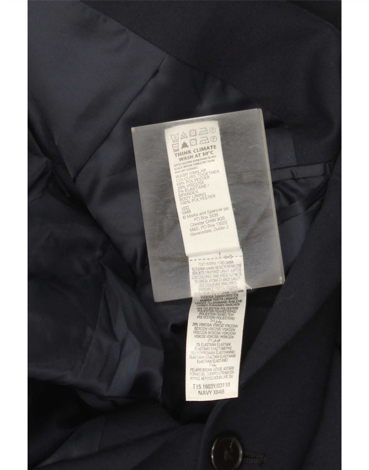 Marks & Spencer Chaqueta tipo blazer de 2 botones para hombre UK 44 XL Poliéster azul marino