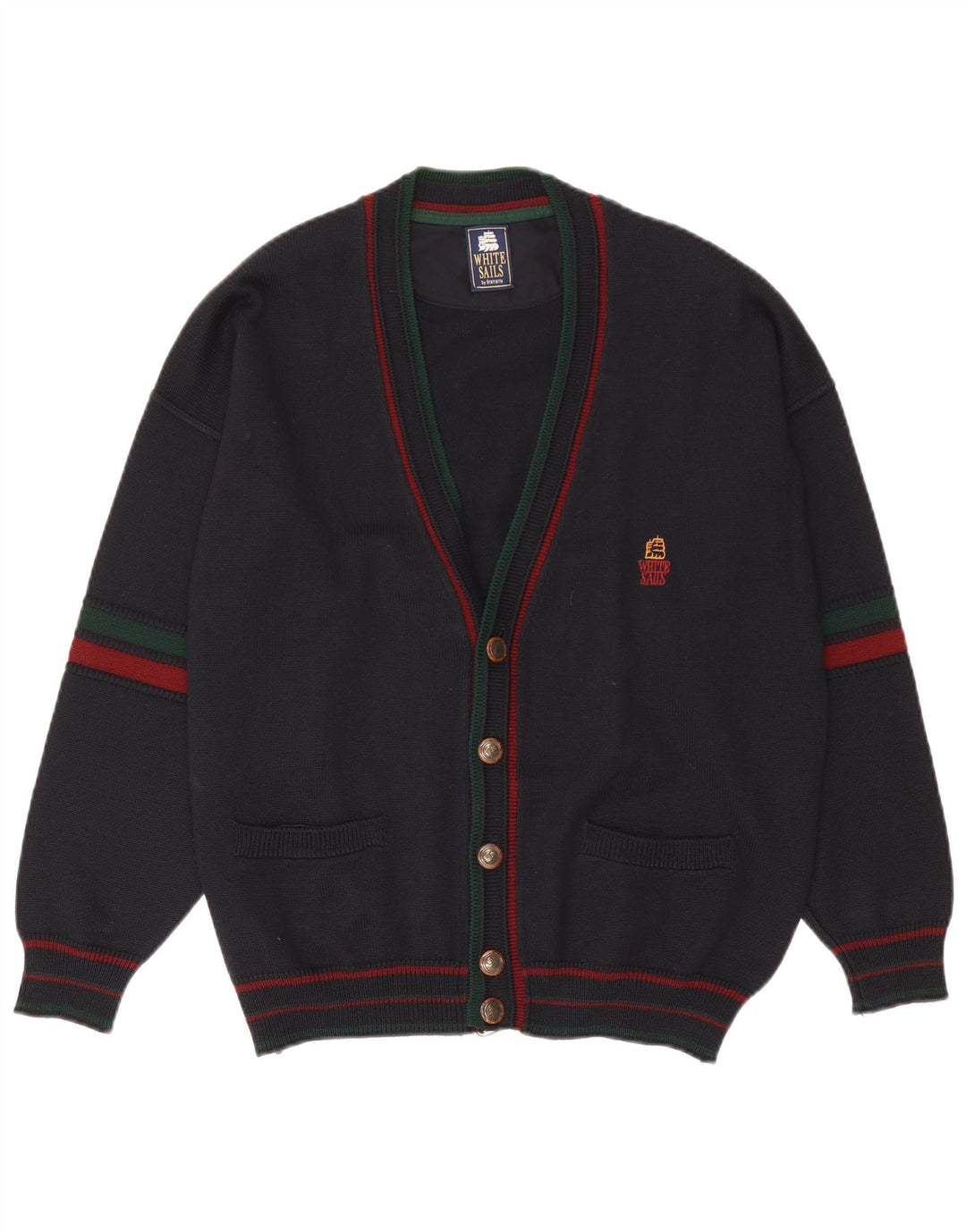 White Sails - Cárdigan para hombre, talla grande, azul marino