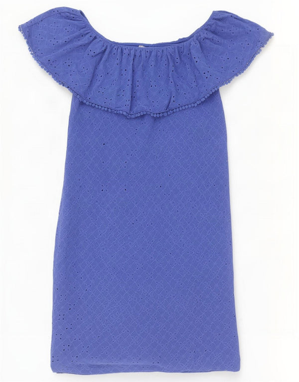 Oasis Vestido con hombros descubiertos para mujer UK 6 XS Poliéster azul
