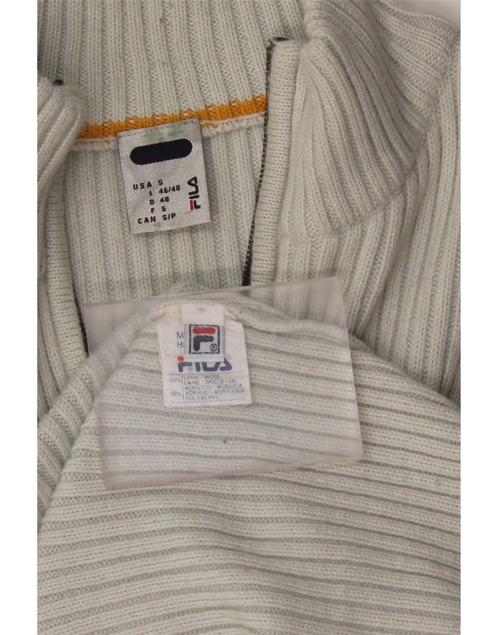 FILA Jersey con cuello y cremallera para mujer UK 10 Small Grey Stripe Wool