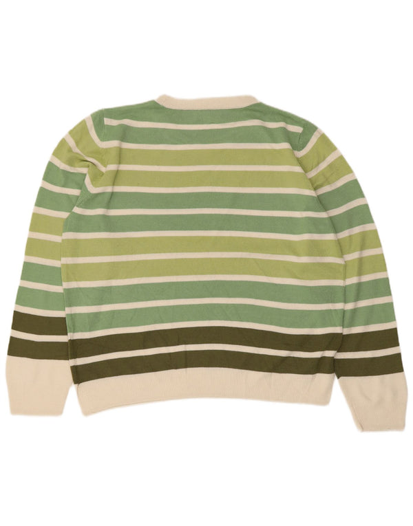 Marks & Spencer - Jersey de cuello redondo para mujer, talla 40, talla grande, color verde a rayas
