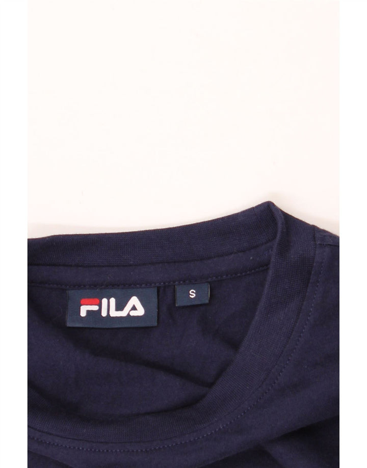 FILA Mens Graphic Top Long Sleeve Small Navy Blue Cotton Vintage Fila and Second-Hand Fila from Messina Hembry 