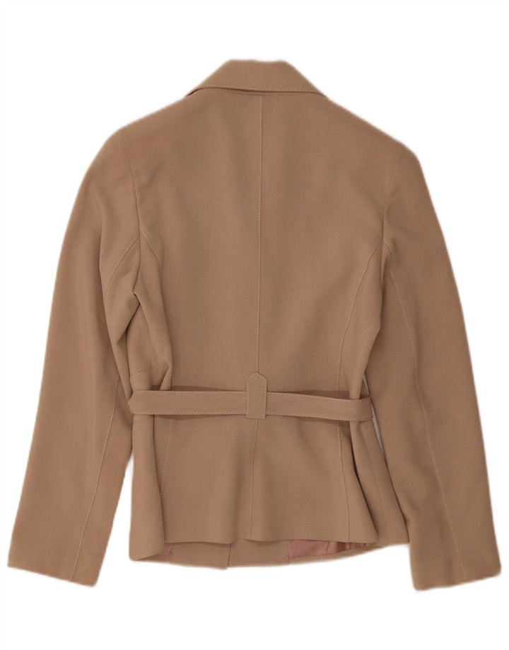 Vintage mujer 2 botones Blazer chaqueta Reino Unido 8 pequeño beige