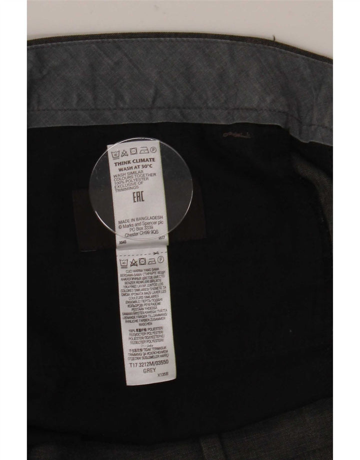 Marks & Spencer Pantalón de traje regular cónico para hombre W36 L31 Poliéster gris