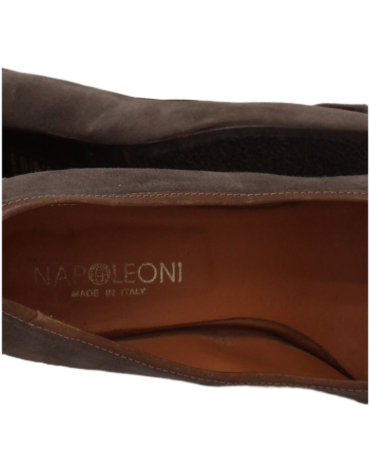 Napoleoni - Tacones de ante para mujer, talla 5, piel gris