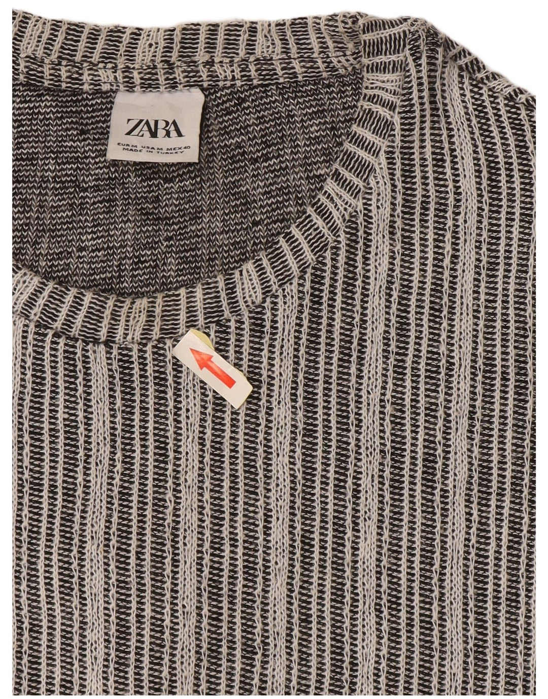Zara Hombre Camiseta Top Algodón Rayas Gris Medio