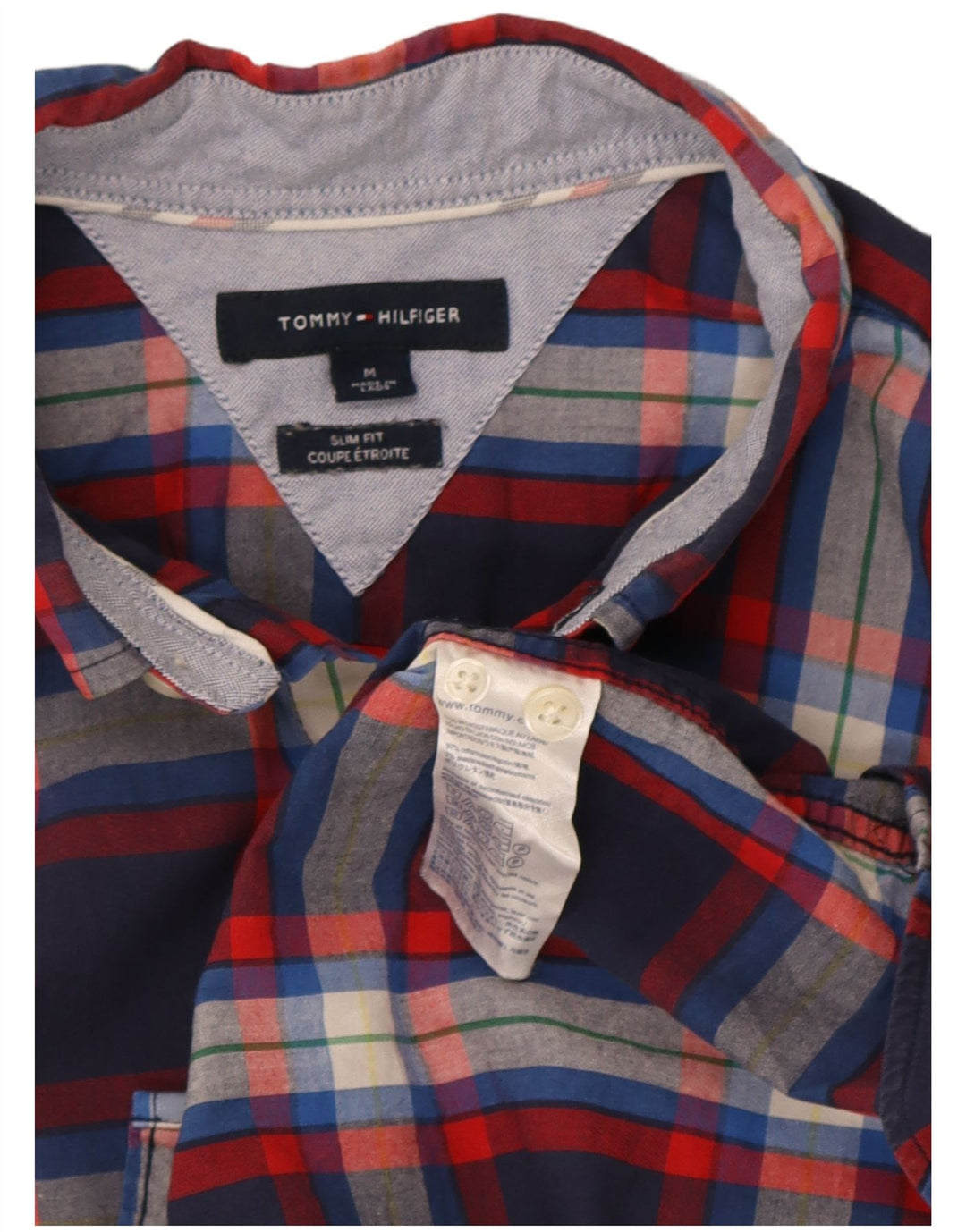 Tommy Hilfiger Camisa Slim Fit De Manga Corta Para Hombre Cuadros Azul Marino Medio