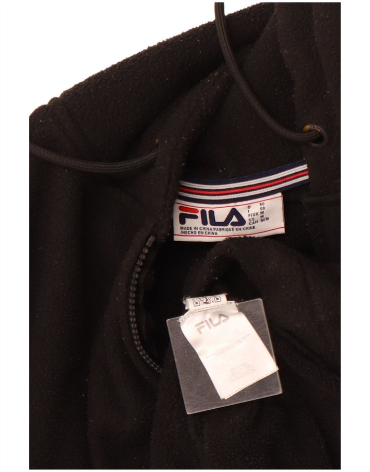 FILA Jersey de forro polar con capucha y cuello con cremallera para hombre Poliéster negro mediano